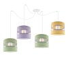 Závesné svietidlo Elegance Spider, 4x textilné tienidlo (mix 8 farieb), w
