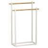 Stojan na uteráky White Bamboo 1, biela/s drevenými prvkami