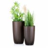 PLASTOVÝ KVETINÁČ STRIPPED ECO 51X30 CM TMAVOHNEDÁ