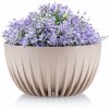 PLASTOVÝ KVETINÁČ STRIPPED ECO SADA 2KS 16X30 CM+15X24 CM BÉŽOVÁ