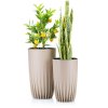 PLASTOVÝ KVETINÁČ STRIPPED ECO SADA 2KS 42X25 CM+ 51X30 CM BÉŽOVÁ