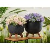 PLASTOVÝ KVETINÁČ ROSA LINEA SADA 2KS 15X24,3 CM+18,3X29,2 CM IMITÁCIA BETÓNU ČIERNA