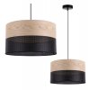 Závesné svietidlo Wood, 1x béžová dubová dýha/čierne PVC tienidlo, (fi 35cm)