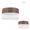 Závesné svietidlo Wood, 1x hnedá orechová dýha/biele PVC tienidlo, (fi 30cm)