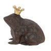 Záhradná liatinová figúrka Prince Frog, 11,5x13 cm, hnedá