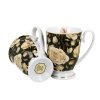 Porcelánový hrnček na nohe Royal English Roses Black 320 ml sada 2ks