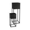 KOVOVÝ KVETINÁČ SO STOJANOM PLAIN SADA 2KS 58X19 CM+37X16 CM ČIERNA