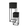 KOVOVÝ KVETINÁČ SO STOJANOM PLAIN SADA 2KS 58X19 CM+37X16 CM ČIERNA