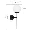 czarny kinkiet scienny siena lampa loft z bialym kulistym kloszem do lazienki kuchni pokoju salonu 1xe14
