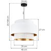 Závesné svietidlo Asti, 1x PVC/biele textilné tienidlo, (fi 45cm), g/c, b