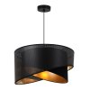 Závesné svietidlo Asti Duo1, 1x PVC/čierne textilné tienidlo, (fi 45cm), g, b