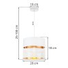 Závesné svietidlo Asti, 1x PVC/biele textilné tienidlo, (fi 20cm), g, w