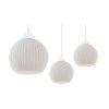 lampa sufitowa zyrandol pajak riffle podwojna dwie biale szklane kule o ryflowanej strukturze glamour