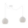 lampa sufitowa zyrandol pajak riffle podwojna dwie biale szklane kule o ryflowanej strukturze glamour