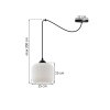 lampa wiszaca zyrandol riffle pojedyncza czarny pajak loft z bialym kloszem ze szkla nad stol i wyspe
