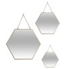 Závesné zrkadlo Hexagon, zlaté, sada 3ks