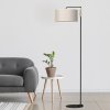 Stojacia lampa Atlanta, 1x ľanové tienidlo, b/drevo