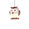Detské závesné svietidlo Owl, 1x hnedé plastové tienidlo, br
