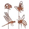 Zapichovacia záhradná dekorácia Bugs, sada 4ks, 38 cm, kov, hnedá