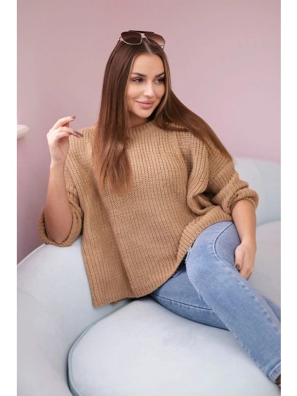 cze pm Siroky oversize svetr camel 15725 2