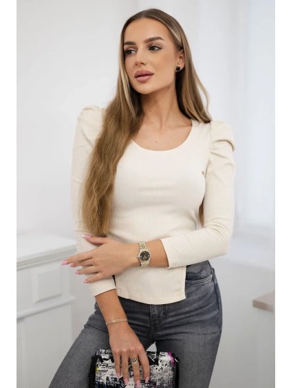 cze pm Halenka s buffovymi rukavy svetle bezova 21381 1