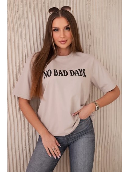 Bavlněné triko No Bad Days béžové