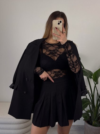 Průsvitné krajkované body Eris černé