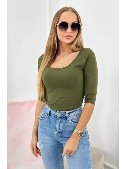 cze pm Halenka s kulatym vystrihem v barve khaki 13720 1