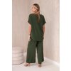 Komplet s náhrdelníkem halenka + kalhoty khaki