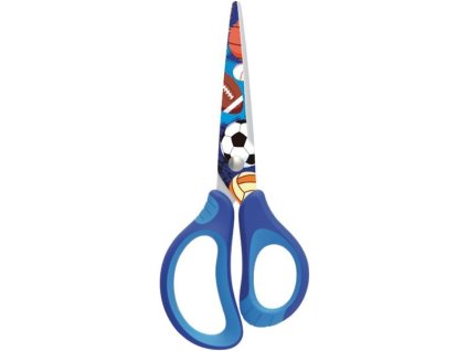 Školní nůžky KEYROAD Tattoo Soft, 15 cm, modré