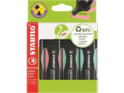 Zvýrazňovač STABILO GREEN BOSS Pastel,sada 4 barev