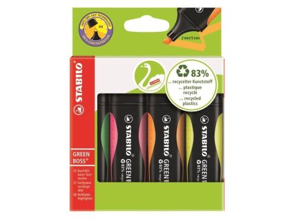 Zvýrazňovač STABILO GREEN BOSS, sada 4 barev