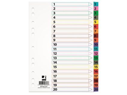 Papírové rozlišovače Q-Connect - A4, s barevným okrajem, sada 1-20