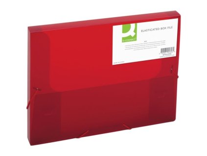 Box na spisy Q-C A4 s gumič, transp. červená 2,5cm
