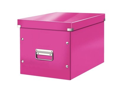 Krabice CLICK-N-STORE čtvercová A4, Leitz WOW, růžová