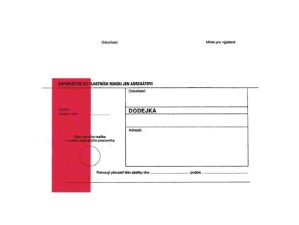 Dodejka B6-červenápruh,oblá klopa,navlh.lep.,1000ks