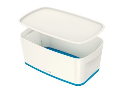 Úložná krabice s víkem Leitz MyBox, S bílá/modrá