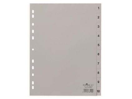 Plastový rozlišovač Durable - A4, šedý, 1-10