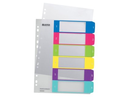 Plastové rozlišovače Leitz WOW-A4+,barevný,sada 1-6