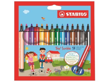 Fixy STABILO Trio Scribbi, sada 14 barev