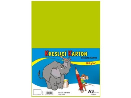 Kreslicí karton A3 - 180g/m2, 50 ks, světle zelený