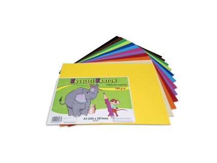 Kreslicí karton A3 bar., 180g/m2,60 listů,12 barev