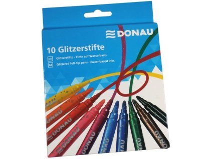 Glitrové fixy Donau, sada 10 barev