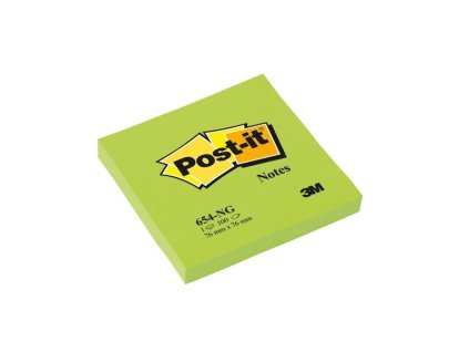 Bloček Post-it, 76 x 76 mm, neonově zelený, 6 ks
