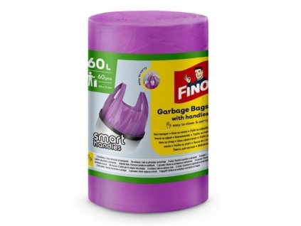 Pytle na odpadky FINO-s uchy,fial.,60l,13mic,60ks