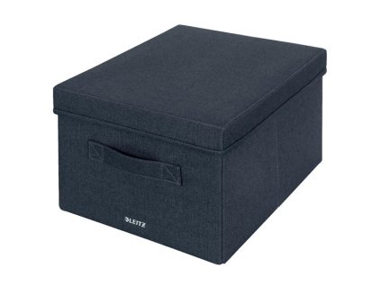 Úložné krabice Leitz - textil, víko, M, šedé, 2 ks