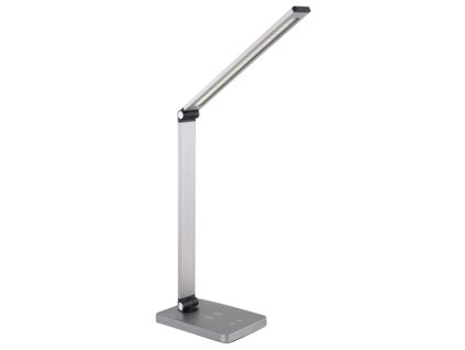Platinet stolní LED lampa 10W stmívatelná, dotykové ovládání, bezdrátové nabíjení, USB port, stříbrná