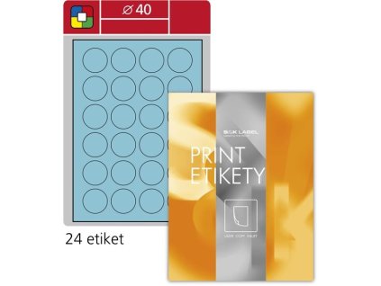 Kulaté etikety Samp;K Label-modré,průměr 40mm,2400 ks