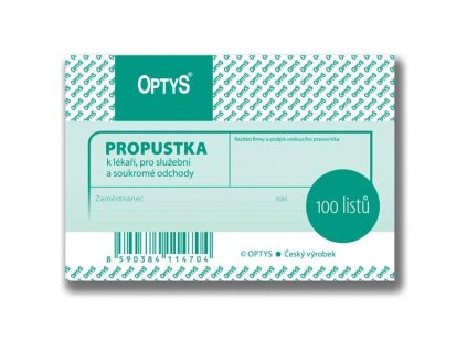 Propustka Optys, A7, 2x bal. 100 listů