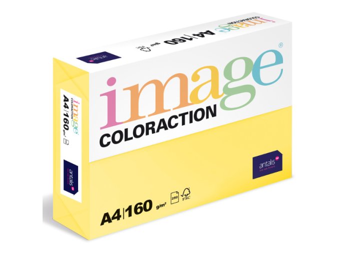 barevny papir image coloraction a4 160g pastelove zluta 250 ks 5897